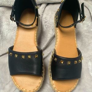 Black and Tan Studded Sandal
